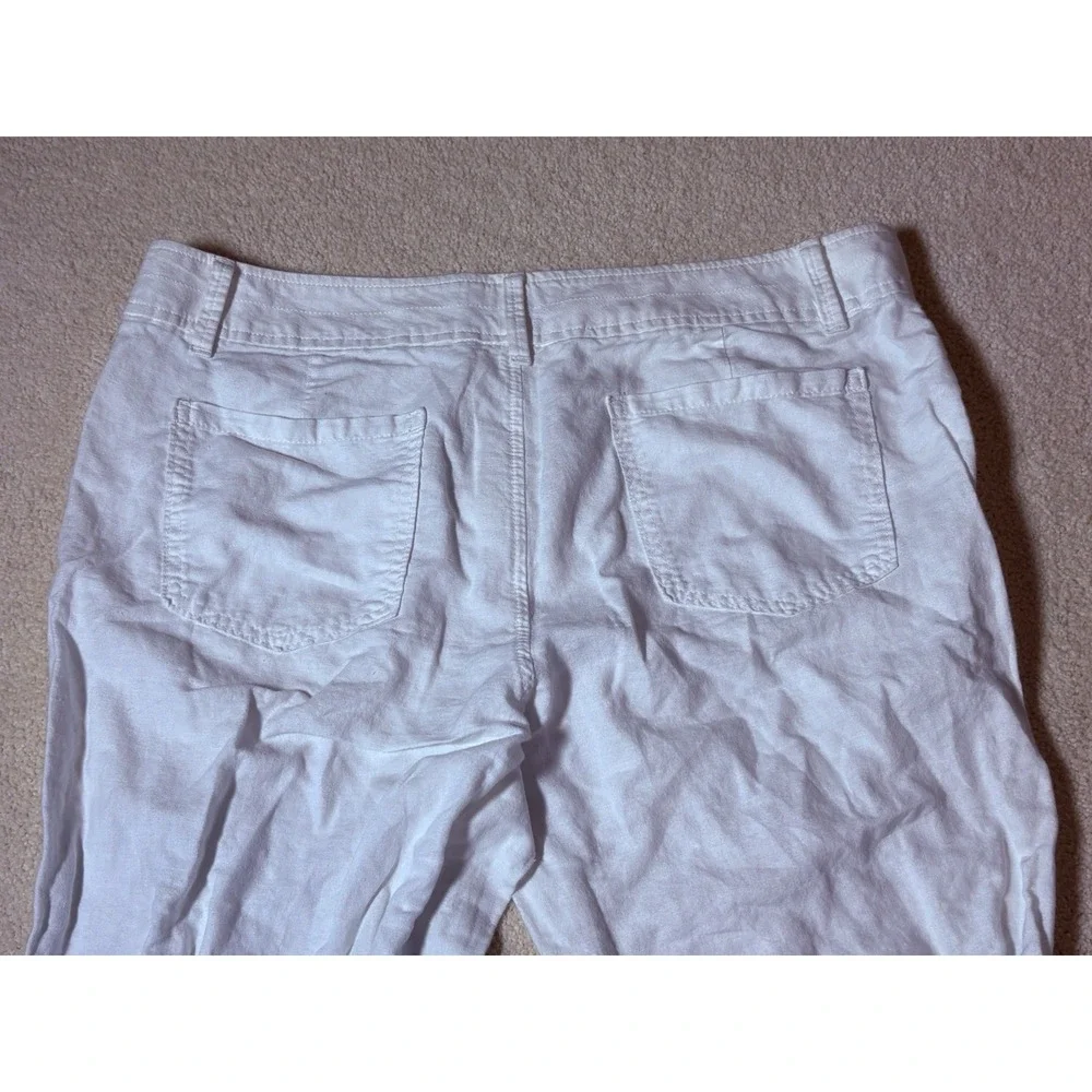 Banana Republic Linen Cotton Blend Pants Womens 14 White Pleated Casual Beach